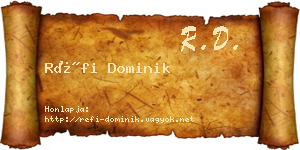 Réfi Dominik névjegykártya